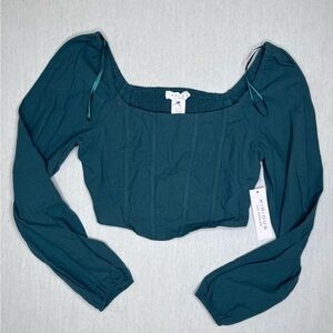 Women's Couquette Style Long Sleeve Corsette Top. 100% cotton NWT Size Small